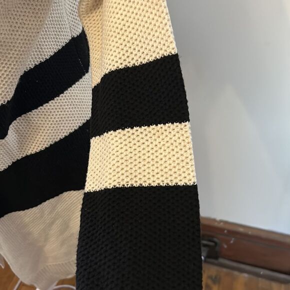 Max Studio black stripe cream long sleeve open cardigan Size XS - Picture 4 of 8